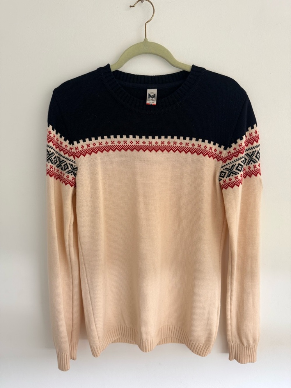 Dale of Norway Cream and Navy Fair Isle Crewneck Sweater